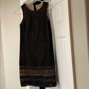 Ann Taylor LOFT Petite black eyelet shift dress